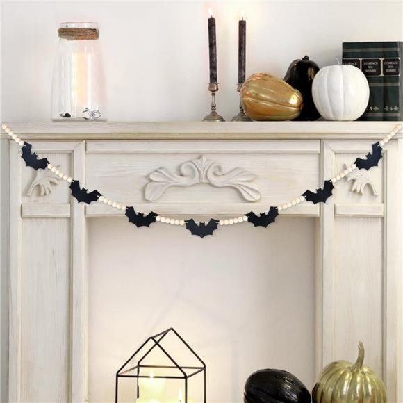 Halloween Garland, Bats Garland for Halloween Mantle Decor, Felt Bats - Picture 1 of 7